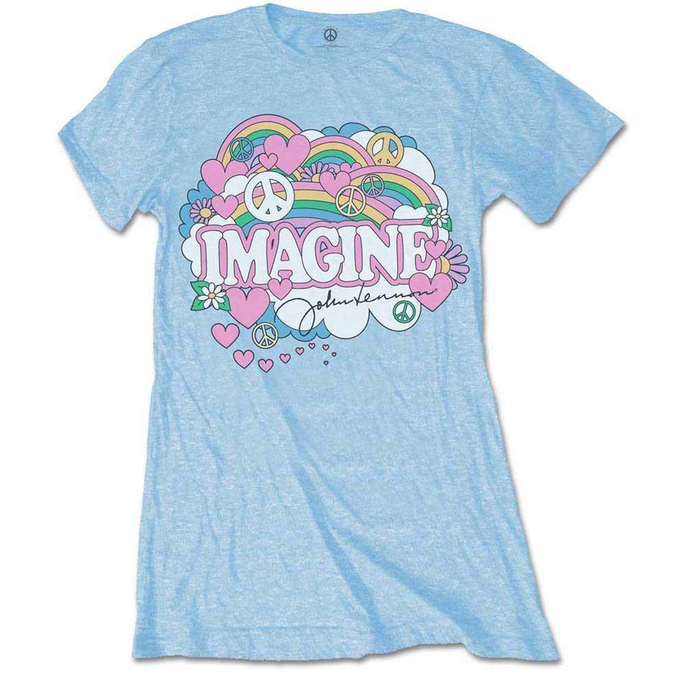 John Lennon Womens T Shirt Rainbows Love Peace